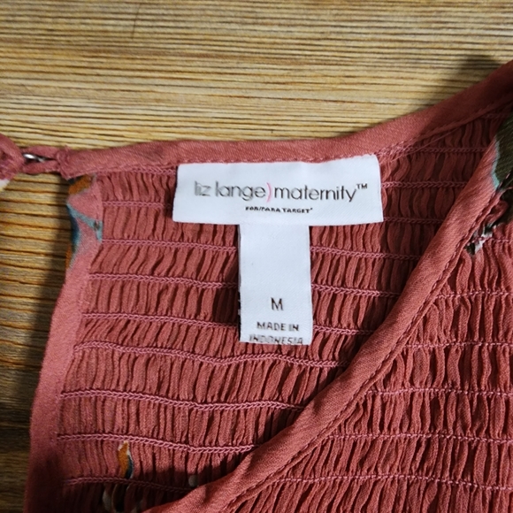 Liz Lange Maternity Women's Bouse Size M Pink Mauve Floral Long Sleeve Pullover - Picture 3 of 5